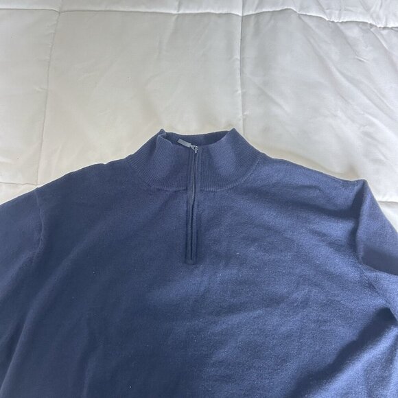 Kartel Sweater Pullover Mens XL Merino Wool 1/4 Zip Golf Pullover Navy Blue - Picture 2 of 8